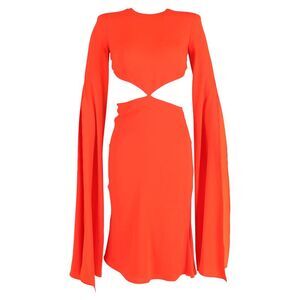 Alex Perry Cape Effect Cutout Dress in Red Polyester